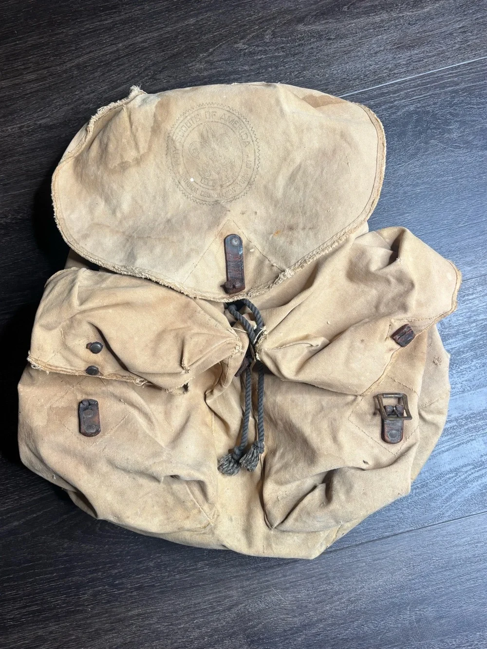 Vintage Boy Scouts Of America Brown Canvas Backpack Rare Collectible Antique